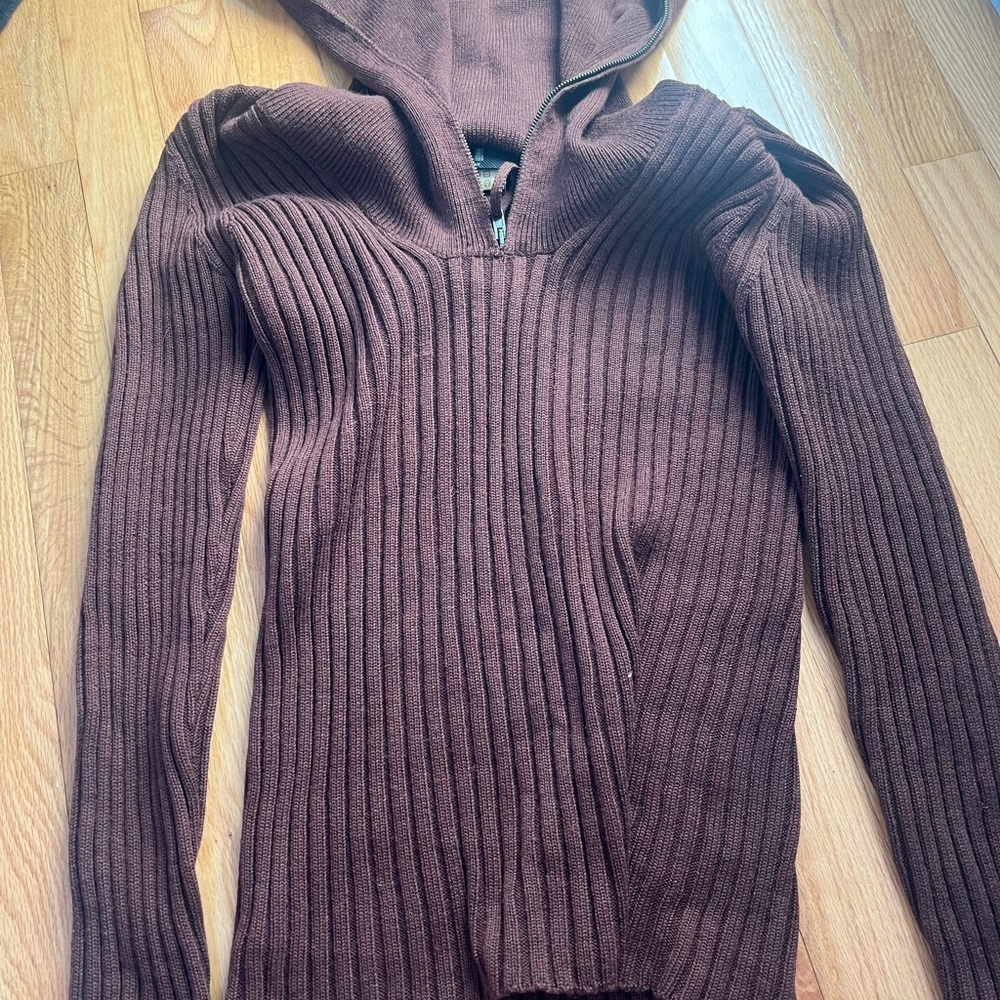 Brown Ribbed Mens Sweater